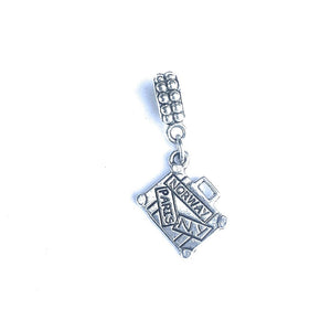 Silver Suitcase Charm Bead for Bracelet.