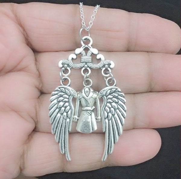 Fandom Castiel's Trench with Wings Charms Necklaces.