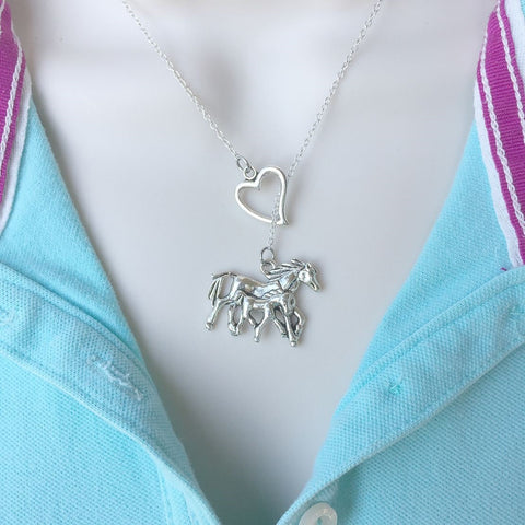 I Love Horses Silver Lariat Y Necklace.