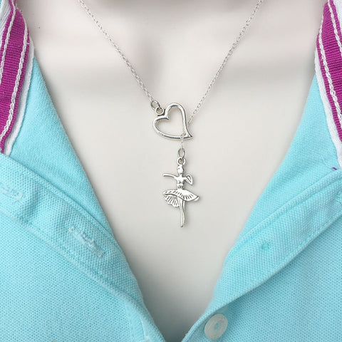 I Love Ballet Handcrafted Silver Lariat Y Necklace.