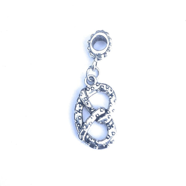 Silver Pretzel Charm Bead for Bracelet.