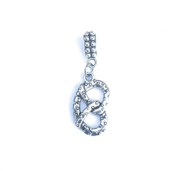 Silver Pretzel Charm Bead for Bracelet.