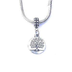 Silver Solid Tree of Life Charm Bead for Bracelet.