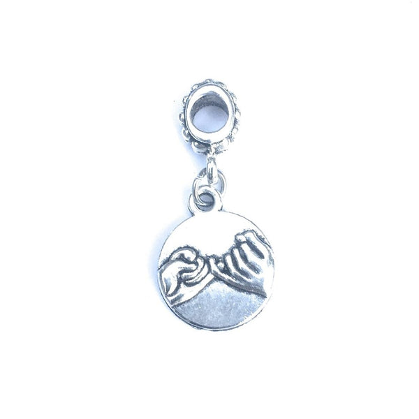 Silver Pinky Promise Charm Bead for Bracelet.