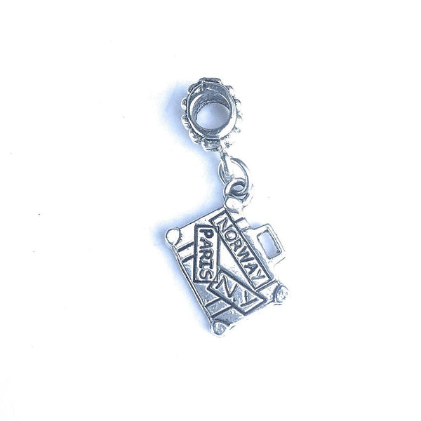 Silver Suitcase Charm Bead for Bracelet.