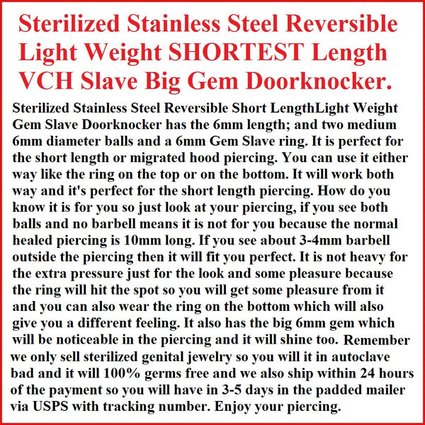 Stainless Steel SHORT n LIGHT Reversible Gem Slave Gem Doorknocker.