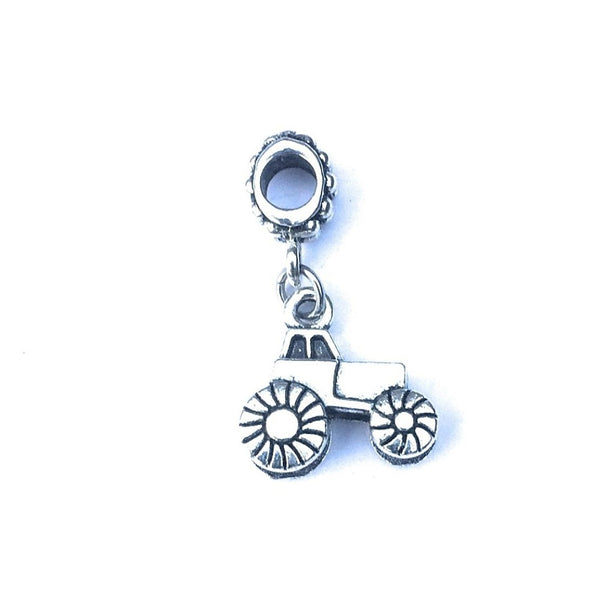 Silver Tractor Charm Bead for Bracelet.