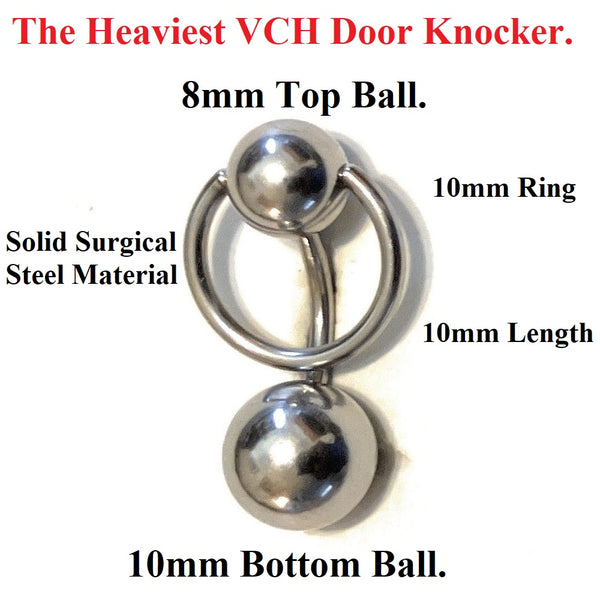 STERILIZED Surgical Steel 14g 10mm The HEAVIEST Balls Slave Ring Door Knocker.