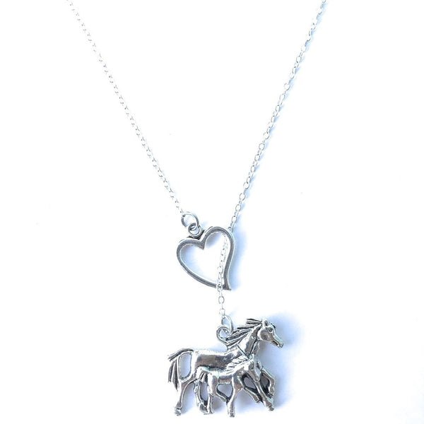 I Love Horses Silver Lariat Y Necklace.