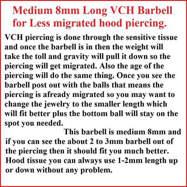 From SHORTEST to LONGEST ALL Length Surgical Steel VCH Piercing Barbells.