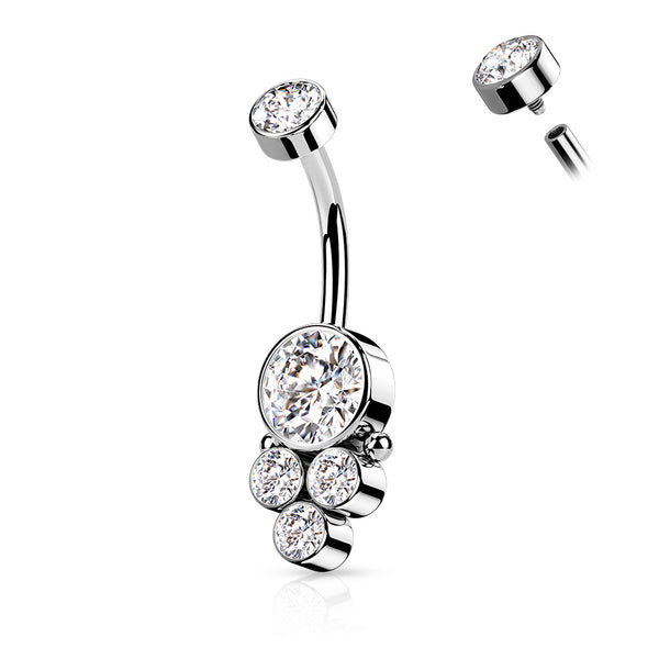 Sterilized Surgical Steel Internally Threaded Beautiful Cluster CZs VCH Barbell.