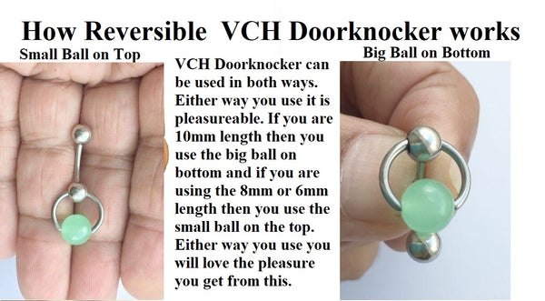 Surgical Steel Calming Stone Chinese Jade VCH Reversible Doorknocker Barbell.