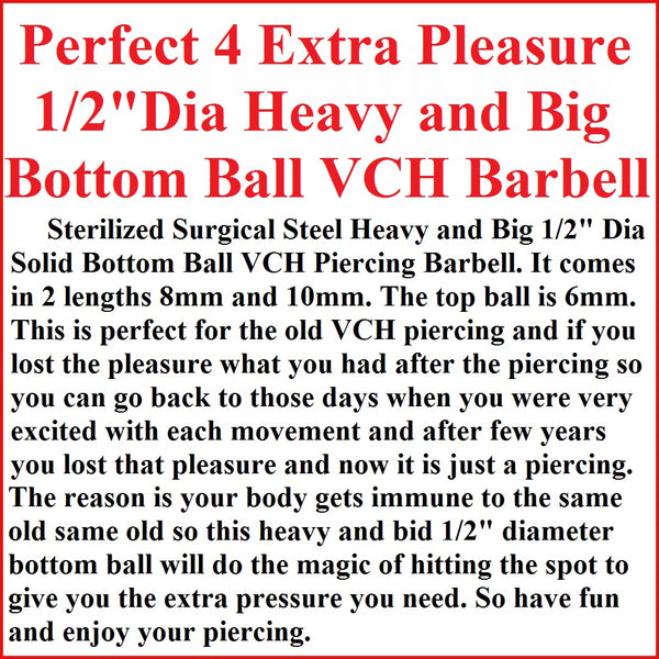 Sterilized 14g 12mm BIG n HEAVY  Bottom Ball VCH Barbell.