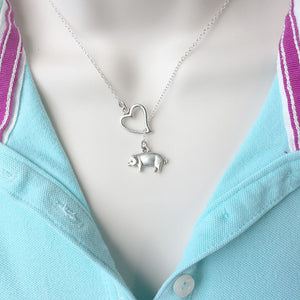 I Love Babe The Pig Silver Lariat Y Necklace.