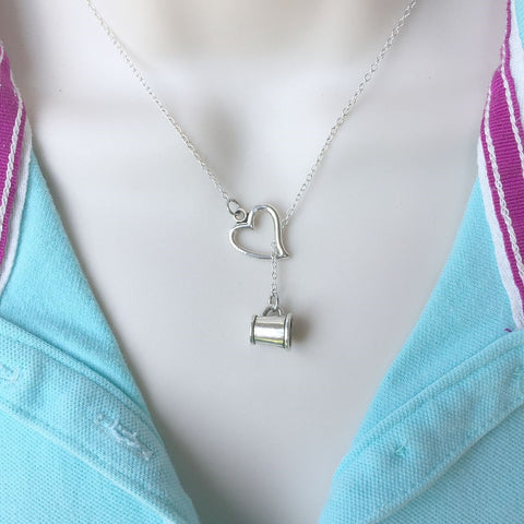 I Love Cheerleading Silver Lariat Y Necklace.