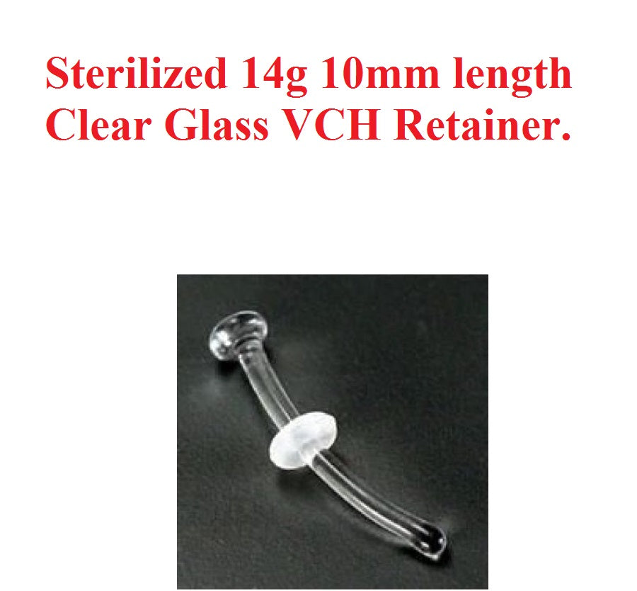 Sterilized 14g 3/8" Length Nearly Invisible Weightless VCH GLASS Retainer.