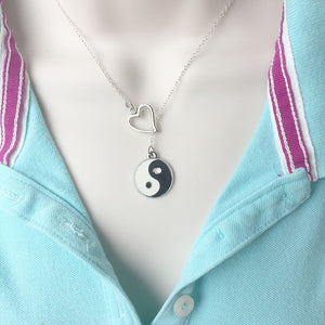 I Love Yin and Yang Silver Lariat Y Necklace.