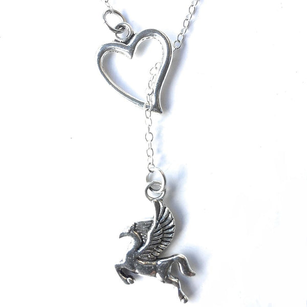 I Love Pegasus Handcrafted Silver Lariat Y Necklace.
