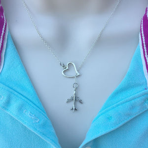 I Love To Fly Handcrafted Silver Lariat Y Necklace.