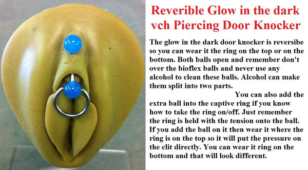 REVERSIBLE Glow in the Dark DOOR KNOCKER for Vertical Hood Piercing.