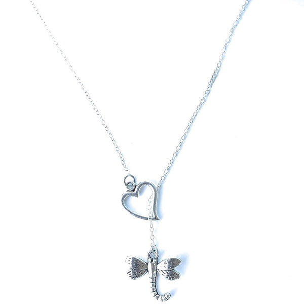 I Love Dragonfly Silver Lariat Y Necklace.