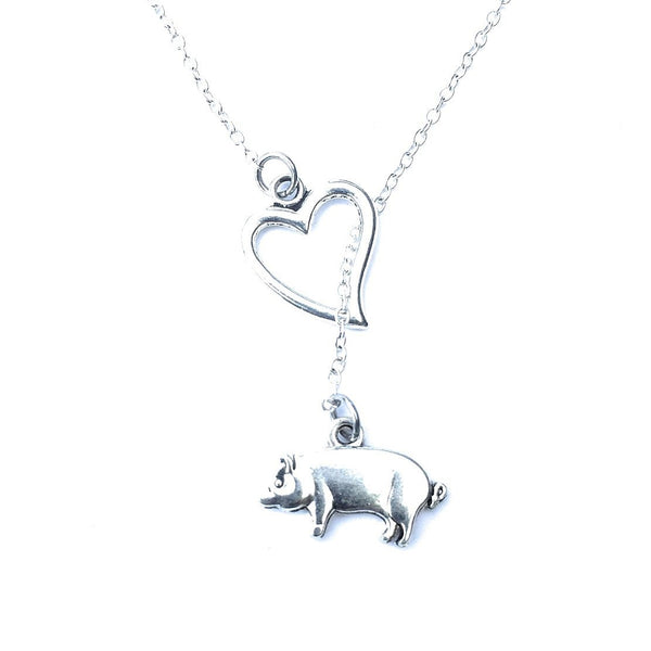 I Love Babe The Pig Silver Lariat Y Necklace.