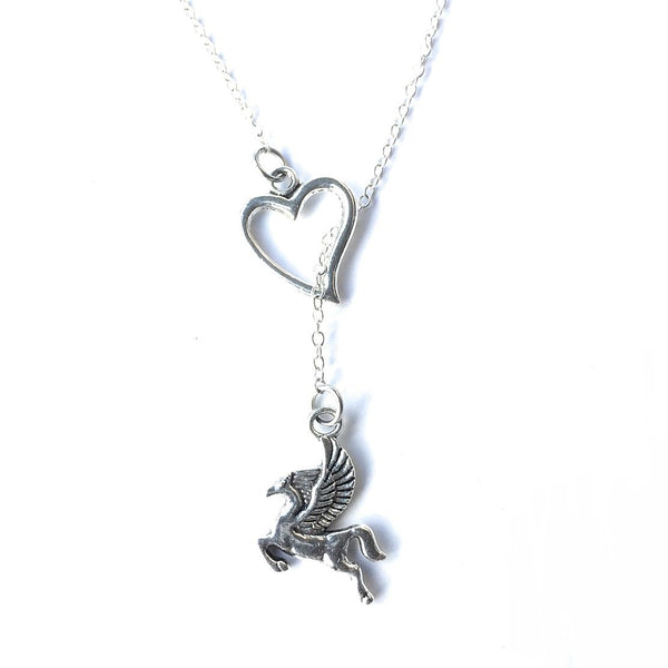 I Love Pegasus Handcrafted Silver Lariat Y Necklace.