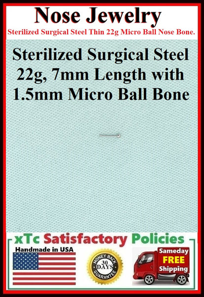 PAIR Sterilized 22gauge 1.5mm Micro Ball Nose Bone Studs.
