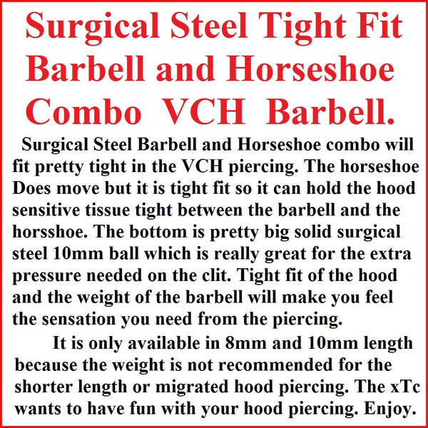 Sterilized Surgical Steel 14g TIGHT FIT Barbell & Horseshoe COMBO VCH Barbell.