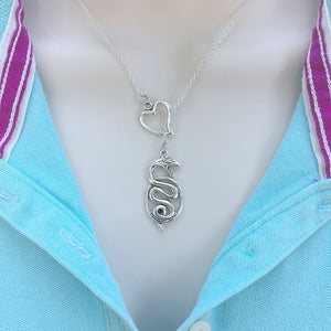 I Love Snake Silver Lariat Y Necklace.