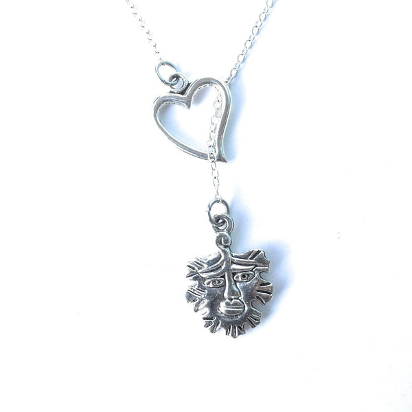 I Love Greenman (Wicca God) Silver Lariat Y Necklace.