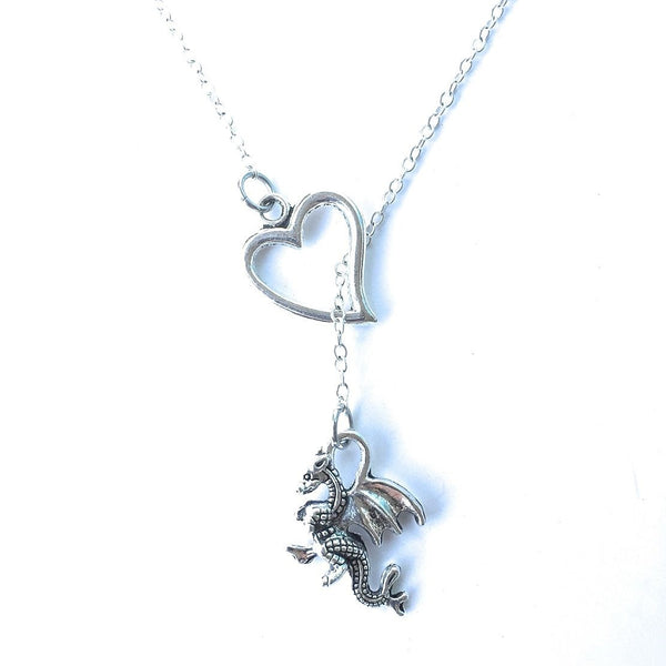 I Love HP Dragon Silver Lariat Y Necklace.