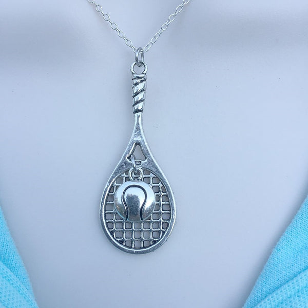 MODREN n TRENDY : Tennis Racket & Ball Silver Handmade Necklace.
