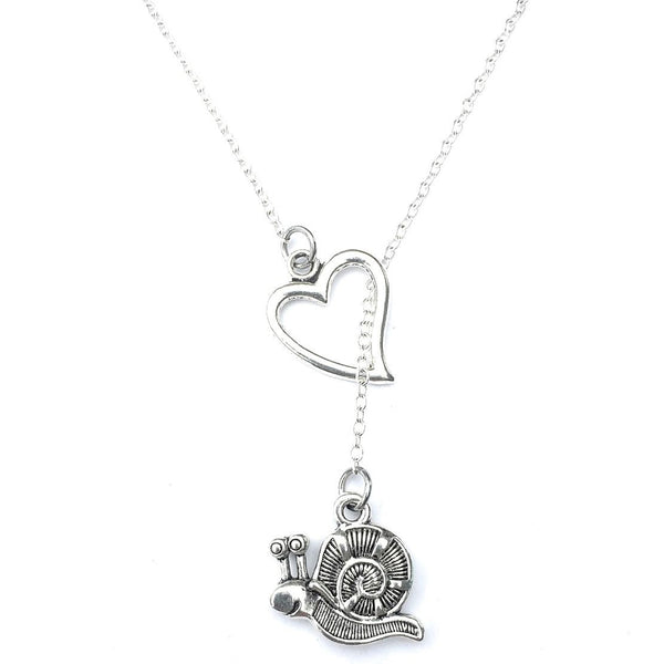 I Love Snail Handcrafted Silver Lariat Y Necklace.