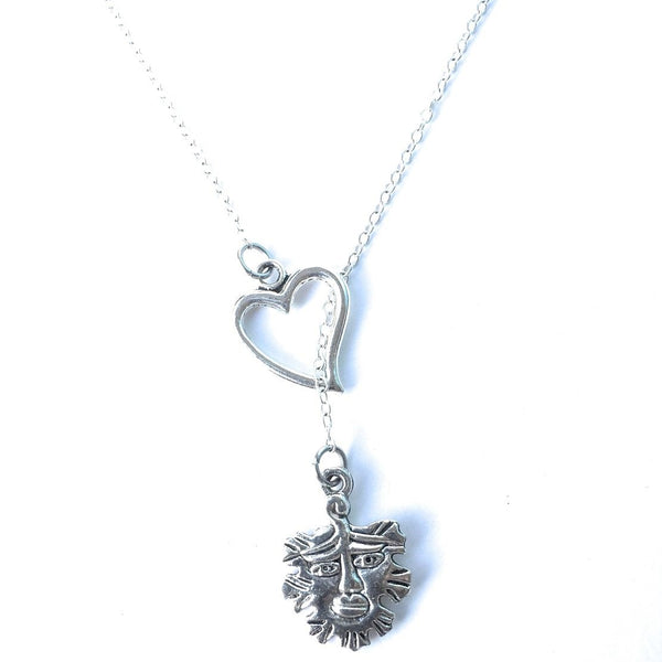 I Love Greenman (Wicca God) Silver Lariat Y Necklace.