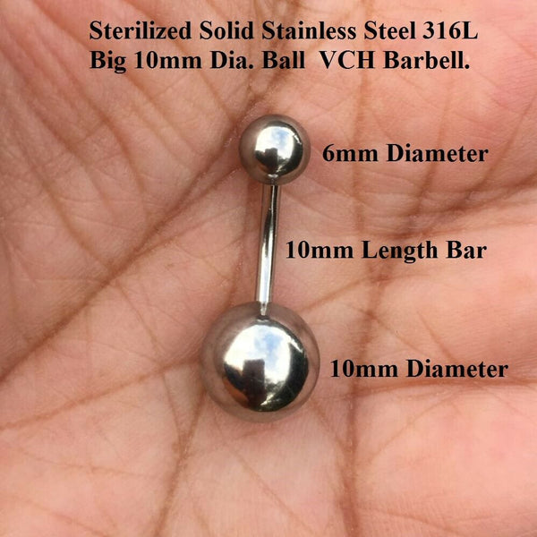 Sterilized 14g, 12g &10g with  10mm BIG n HEAVY 10mm Ball VCH Barbell.