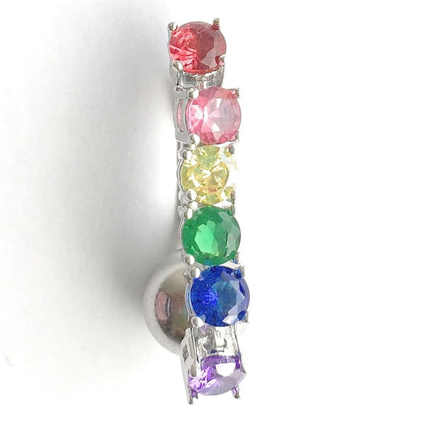 Rainbow CZ Line Drop VCH Barbell w Heavy Ball for Extra Pressure.