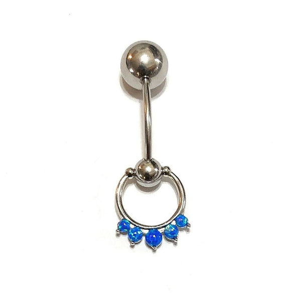 Sterilized Surgical Steel Blue Opals CHRISTINA CLICKER 14g Barbell w Heavy Ball.