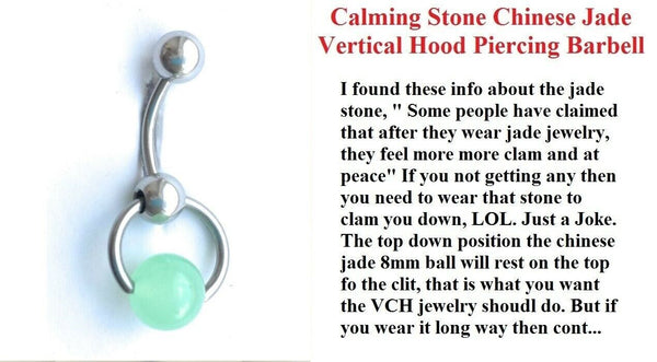 Surgical Steel Calming Stone Chinese Jade VCH Reversible Doorknocker Barbell.