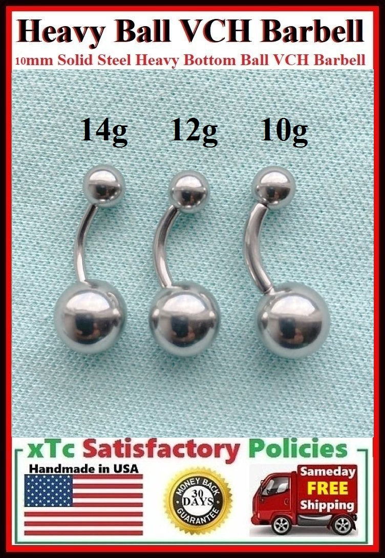 Sterilized 14g, 12g &10g with  10mm BIG n HEAVY 10mm Ball VCH Barbell.