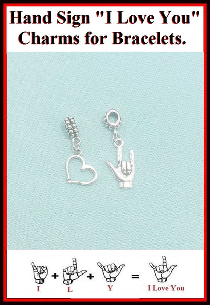 Hand Sign " I Love You" Charms Bead for Bracelets.