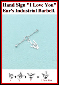 Hand Sign " I Love You"  Charm Surgical Steel Industrial.