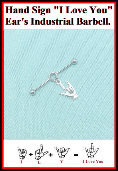 Hand Sign " I Love You"  Charm Surgical Steel Industrial.